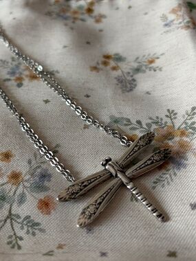 Sterling Silver Dragonfly Pendant Necklace - Silver